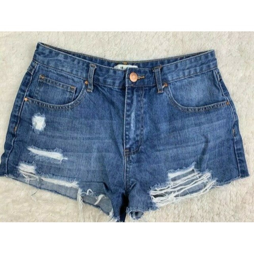 Forever 21 Size 26 Womens Shorts Ripped Torn Distressed High Rise Med Wash